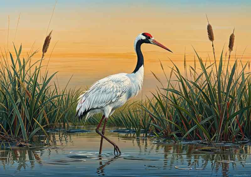 Heron on the waterlake | Metal Poster