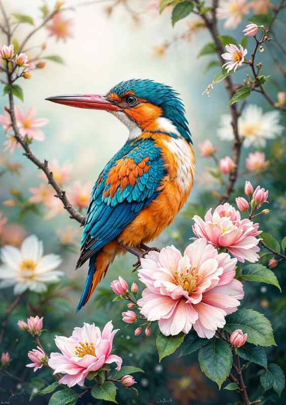 Elegant Kingfisher on a perch | Metal Poster