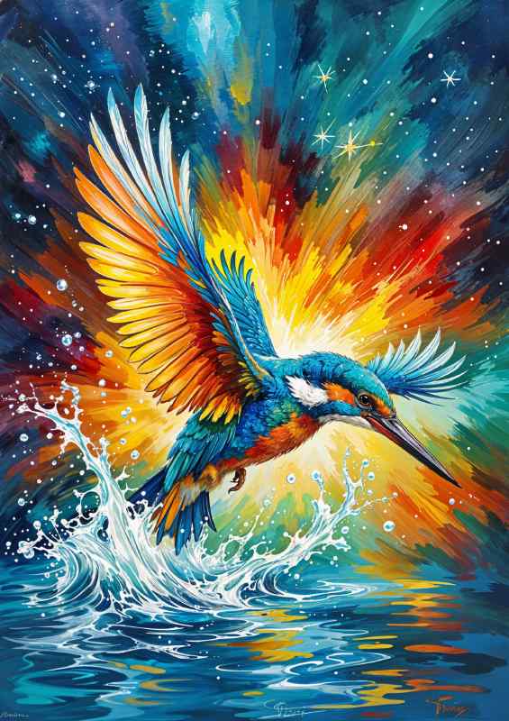 Kingfisher fishing | Metal Poster