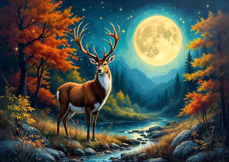 Stag in the mountan forest | Metal Poster