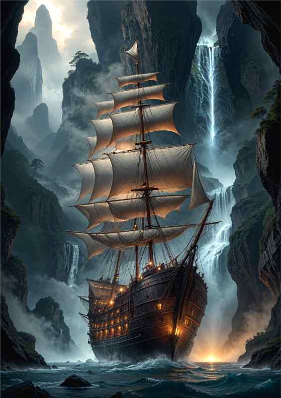 Large sailing ship on the seas | Metal Poster