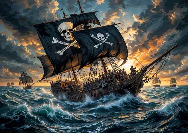 Black ship sails on the high seas | Metal Poster