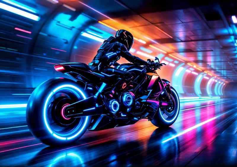 Tron style bike neon | Metal Poster