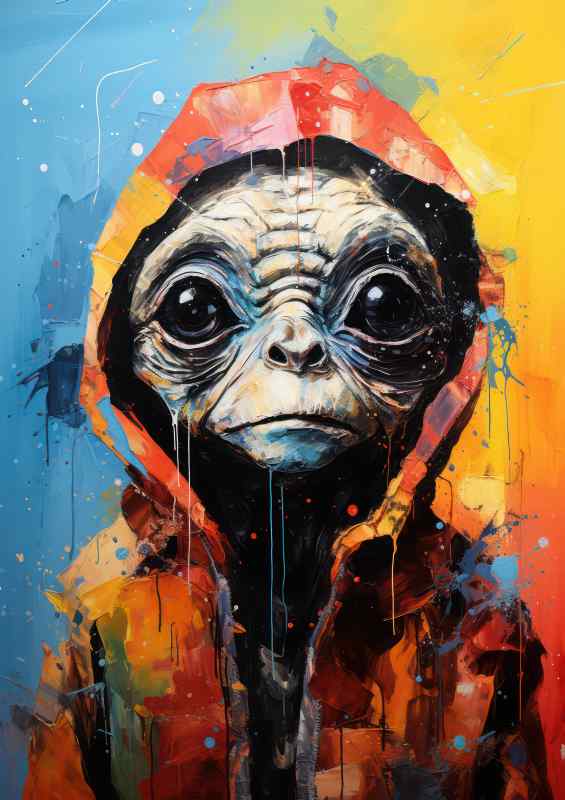 Pallet knife painting of E.T Very colourful | Metal Poster