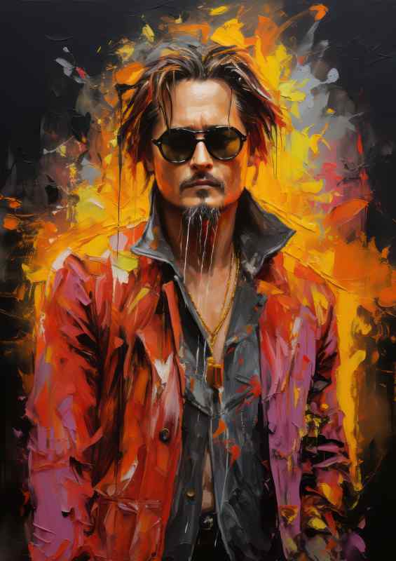 Pallet knife painting of Johnny Depp very colourful | Metal Poster