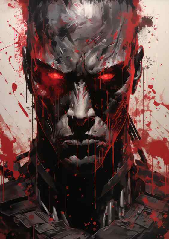 Terminator Japanese ink art | Metal Poster