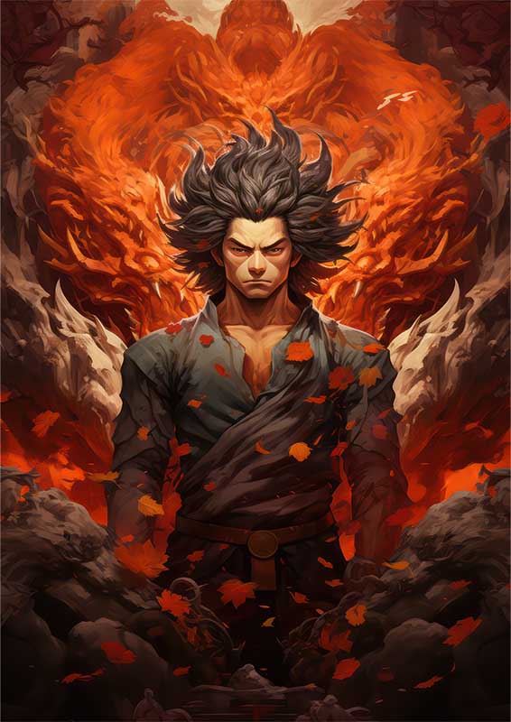 Goku surrouned by fire