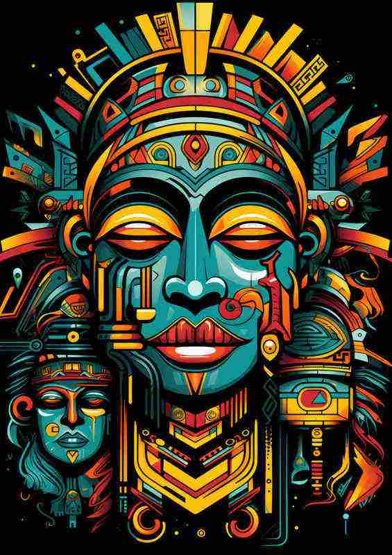 Art aztec art deco art in the style of postmodern Man