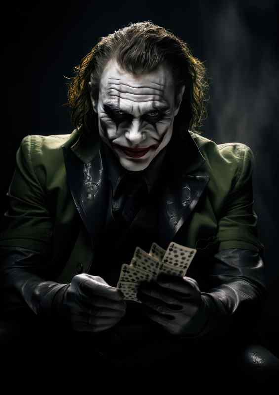The joker holding a card heath ledger style | Metal Poster