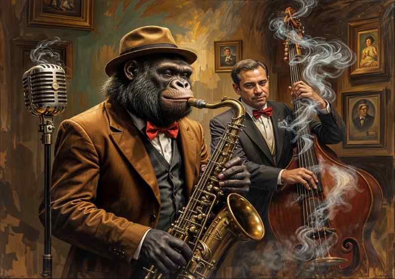 Bernie the gorilla playing the saxaphone | Metal Poster