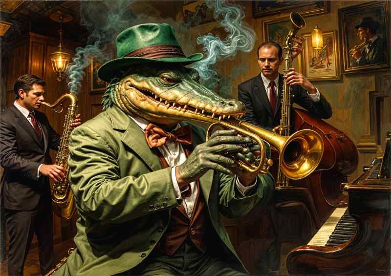 Mr crocodile playing the trumpet | Metal Poster