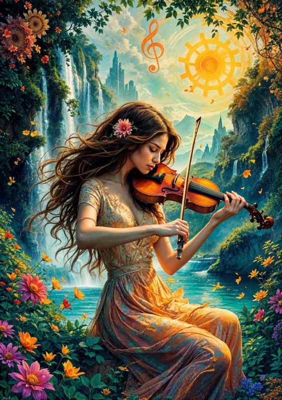 Lady palyin her violin | Metal Poster