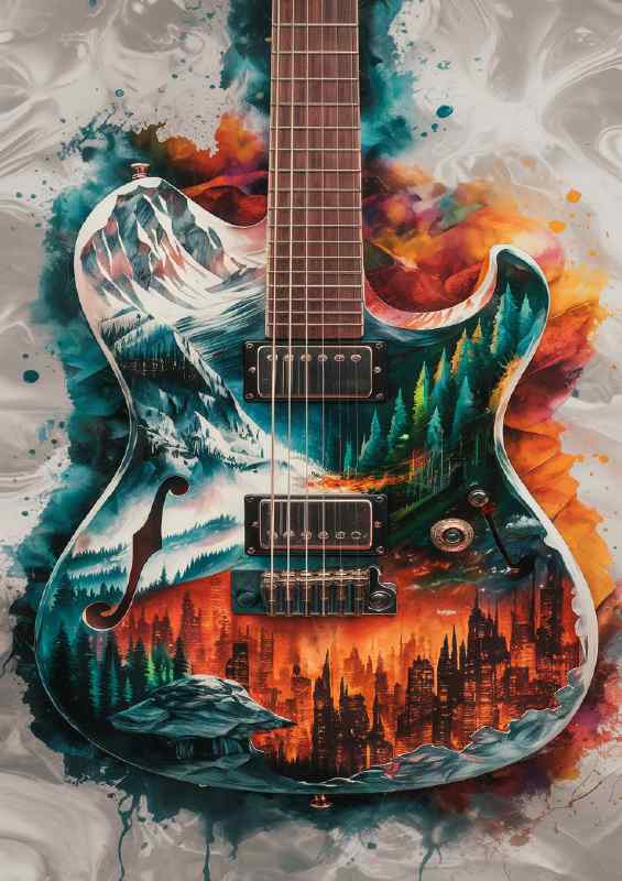 Nature and musical guitar | Metal Poster