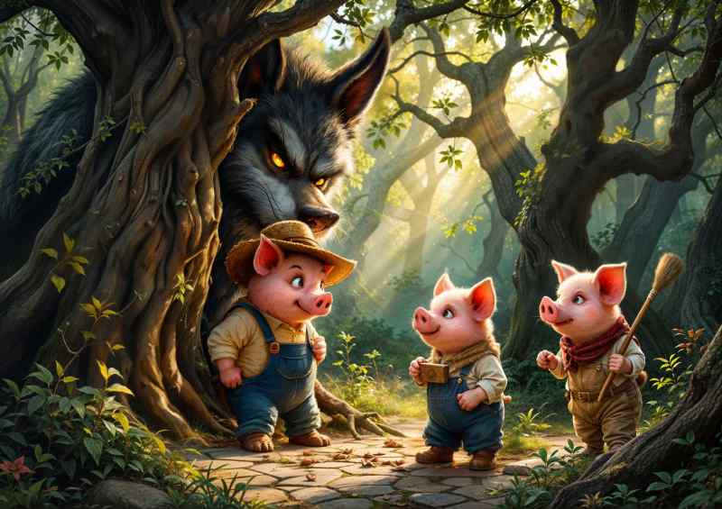 Pigs walking in the woods | Metal Poster
