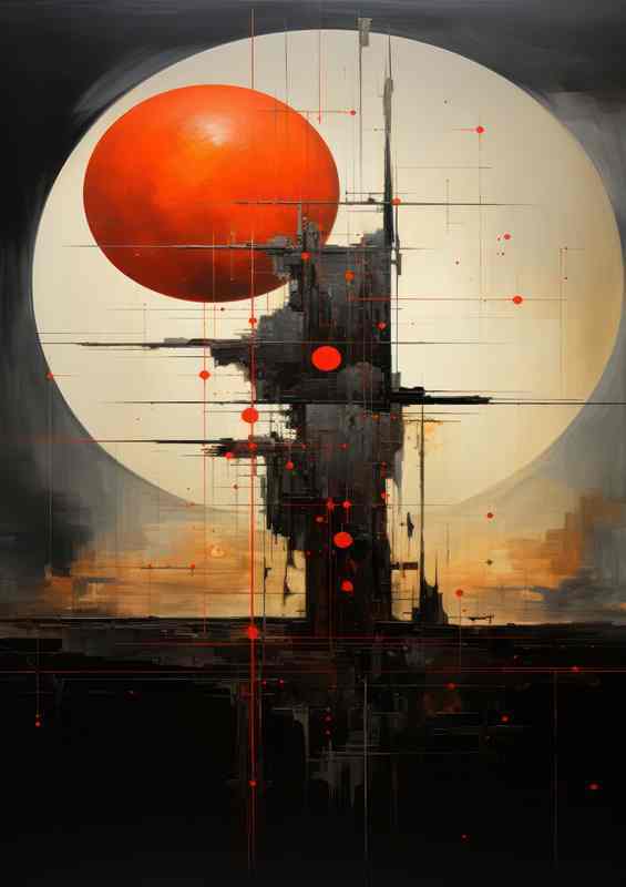 Painting Abstract a red ball