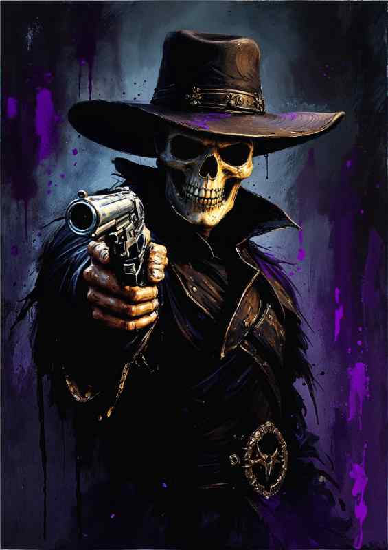 Cowboy skelleton gun slinger | Metal Poster