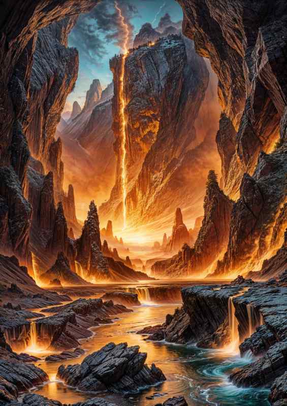Firey hell lava waterfall | Metal Poster