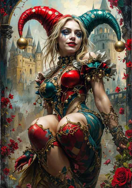 Harlet quinn in the rose garden | Metal Poster
