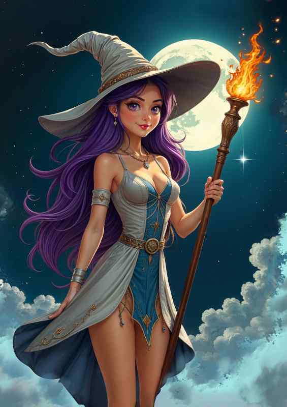 Princess witch at full moon | Metal Poster