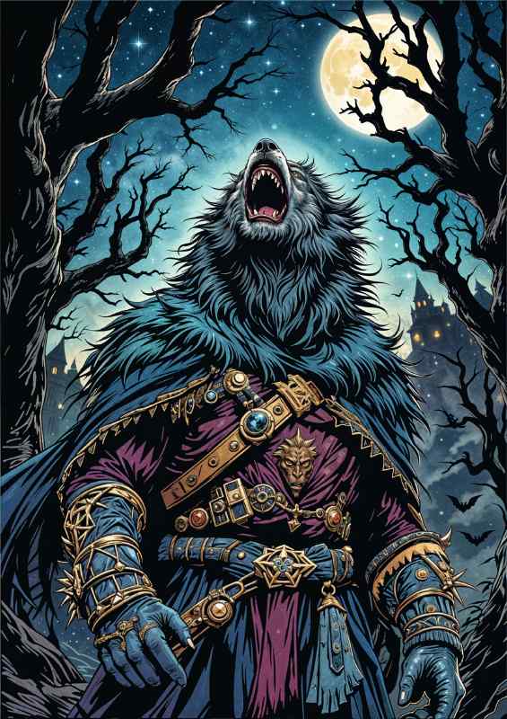 The wearwold howling in the woods | Metal Poster