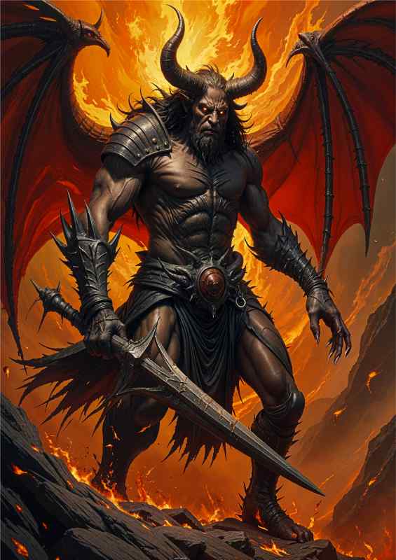 Winged demon slyaer huner in hell | Metal Poster
