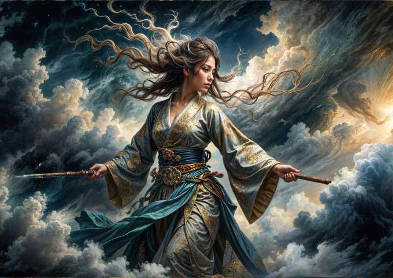 Lady japanese warrior dark fantasy | Metal Poster