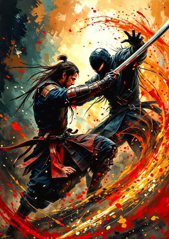 Samurai in full battle | Metal Poster