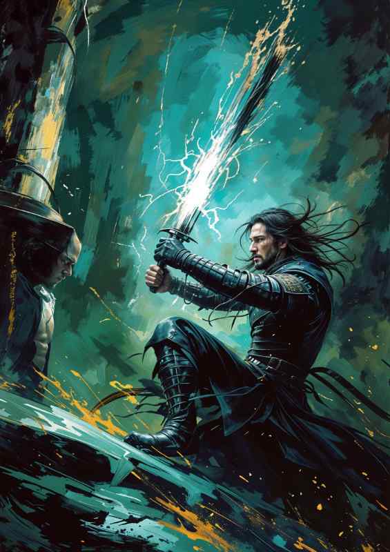 Samurai with lightning sword | Metal Poster