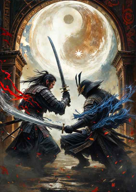 Warriors samurai fighting in battle | Metal Poster