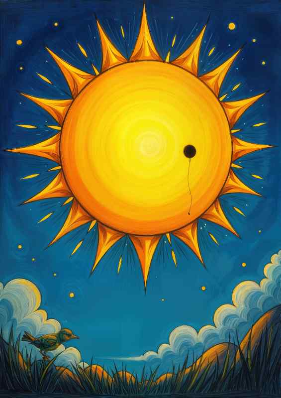 Bright coloured sun and baloon | Metal Poster