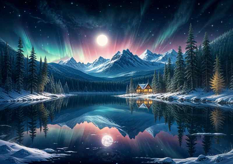 Moonlit mountains in the wilderness | Metal Poster