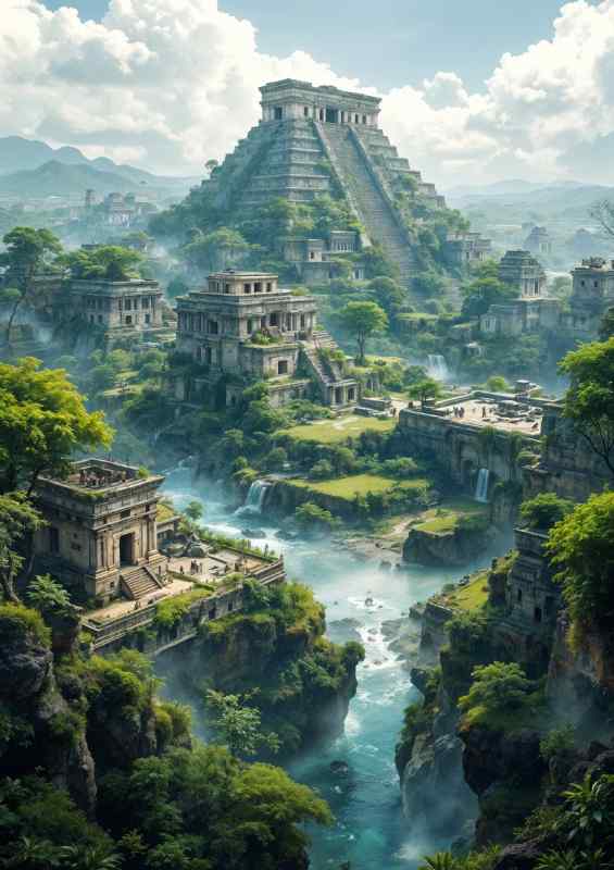 Postapocalypse myan style buildings | Metal Poster