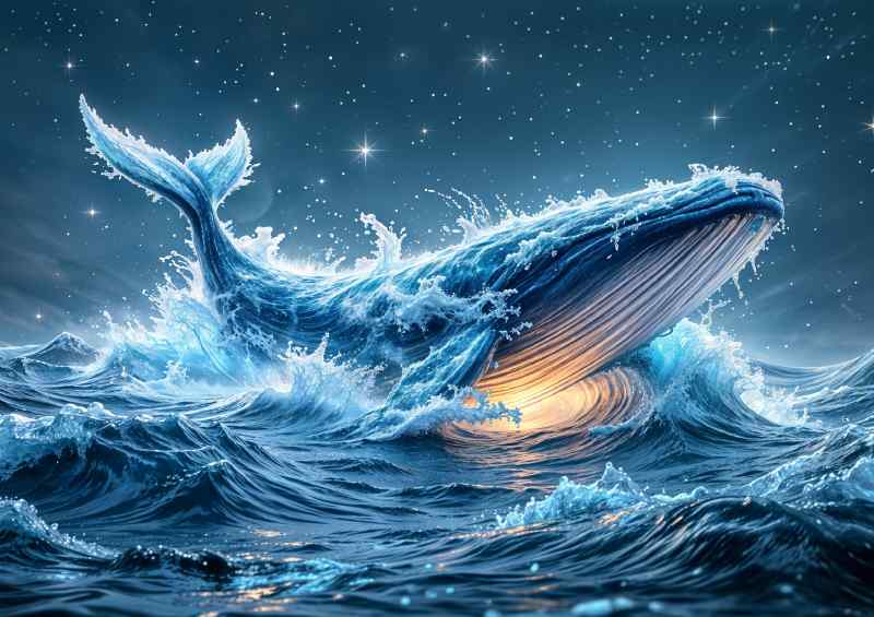 Crashing humpback whale | Metal Poster Shop & Save!