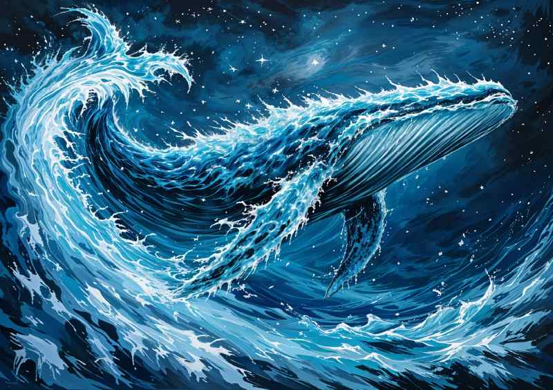 Crashing through the rough seas Humpback whale | Metal Poster