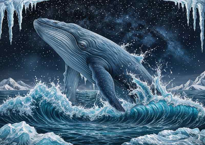 Ice cold sea humpback whale | Metal Poster