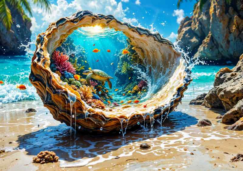 Seashell by the mountains | Metal Poster