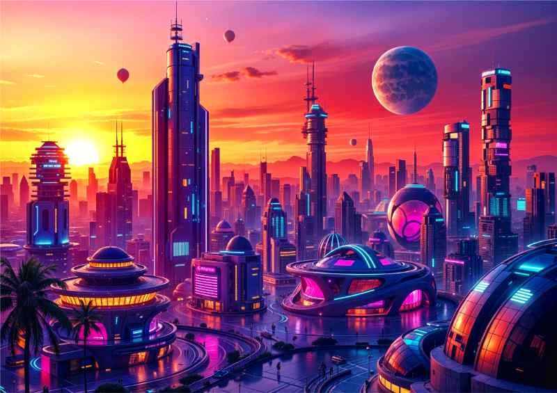 Neons world of the future | Metal Poster