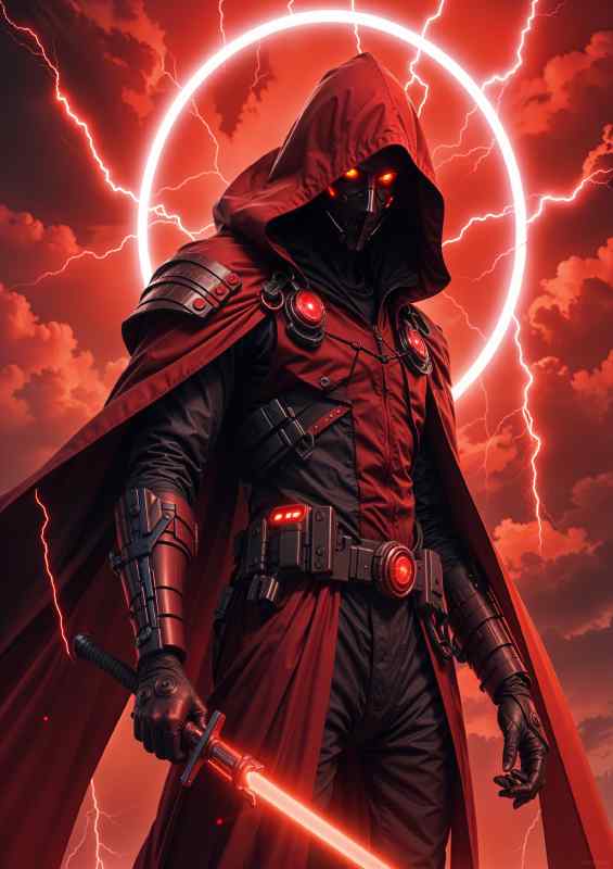 Cyberneon assassin red eyes | Metal Poster
