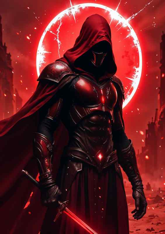 Hooded neon assasin | Metal Poster