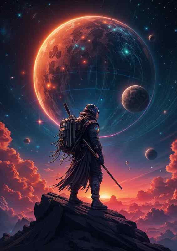 Neon warrior hunting | Metal Poster
