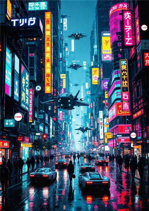 Space craft in the city | Metal Poster