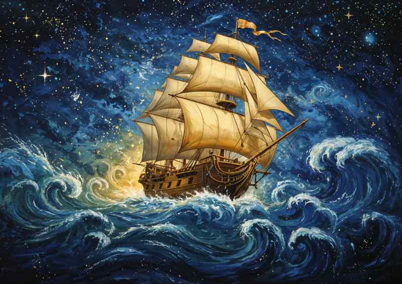 Sailing the space galaxy | Metal Poster