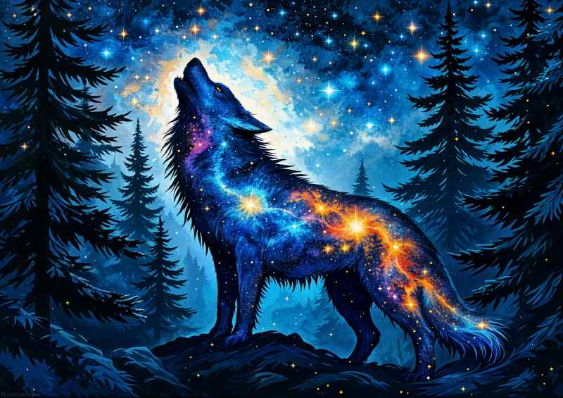 Wolf space howl | Metal Poster