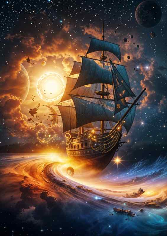 Space ship wanering | Metal Poster