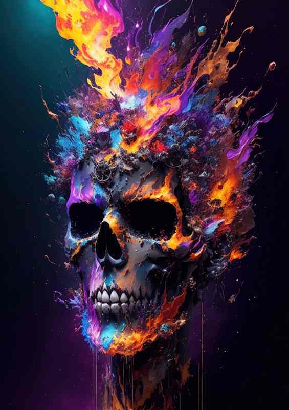 The Dead Speak in Verse colourful skull