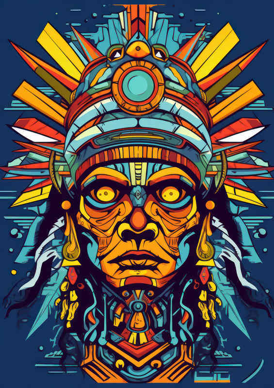 Aztec face post modern abstract style