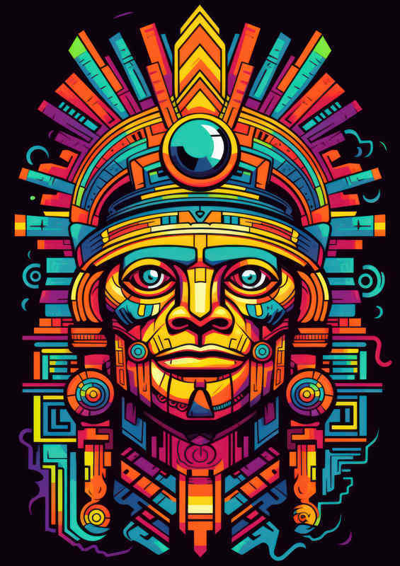 Aztec head in a abstract style