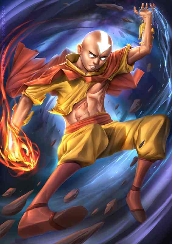 Aang Manga Fanart Metal Poster