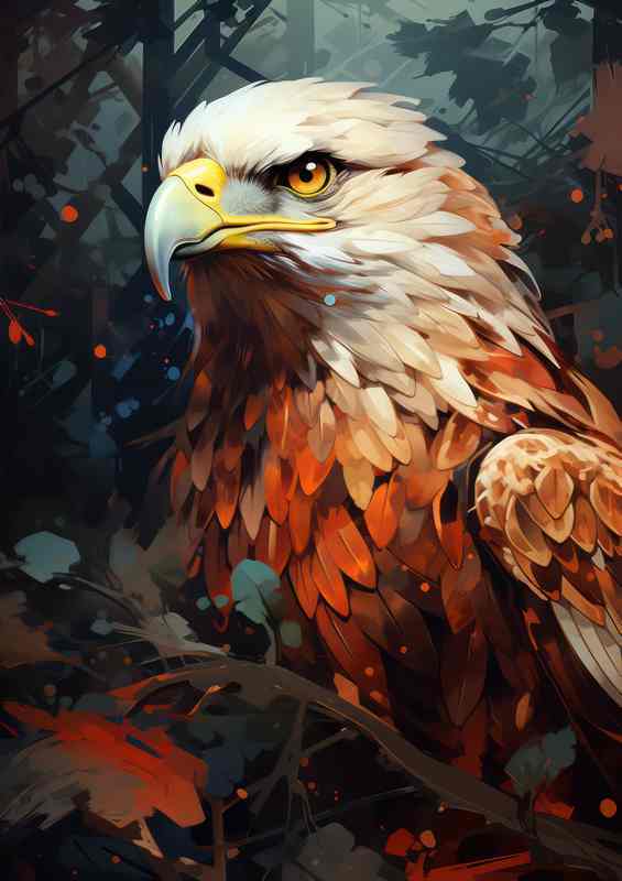 A Hawk In the forest looking for its prey