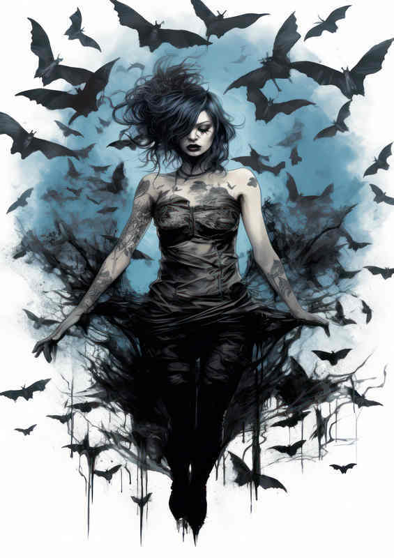 The crazt bat lady surrouded art style